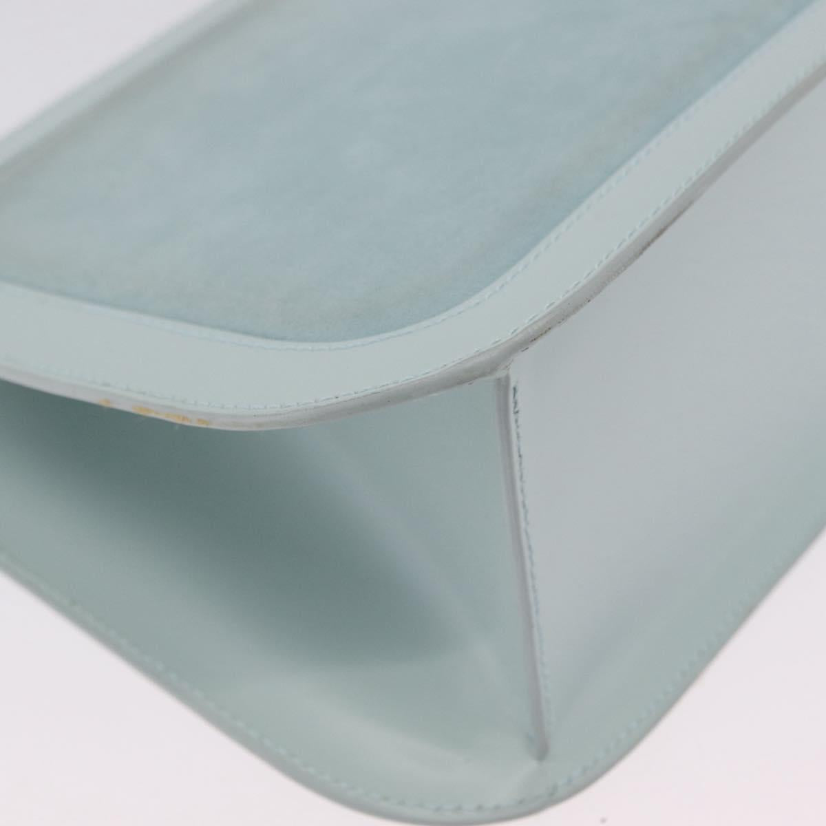 LOEWE Hand Bag Suede Light Blue Gold Auth 208276A