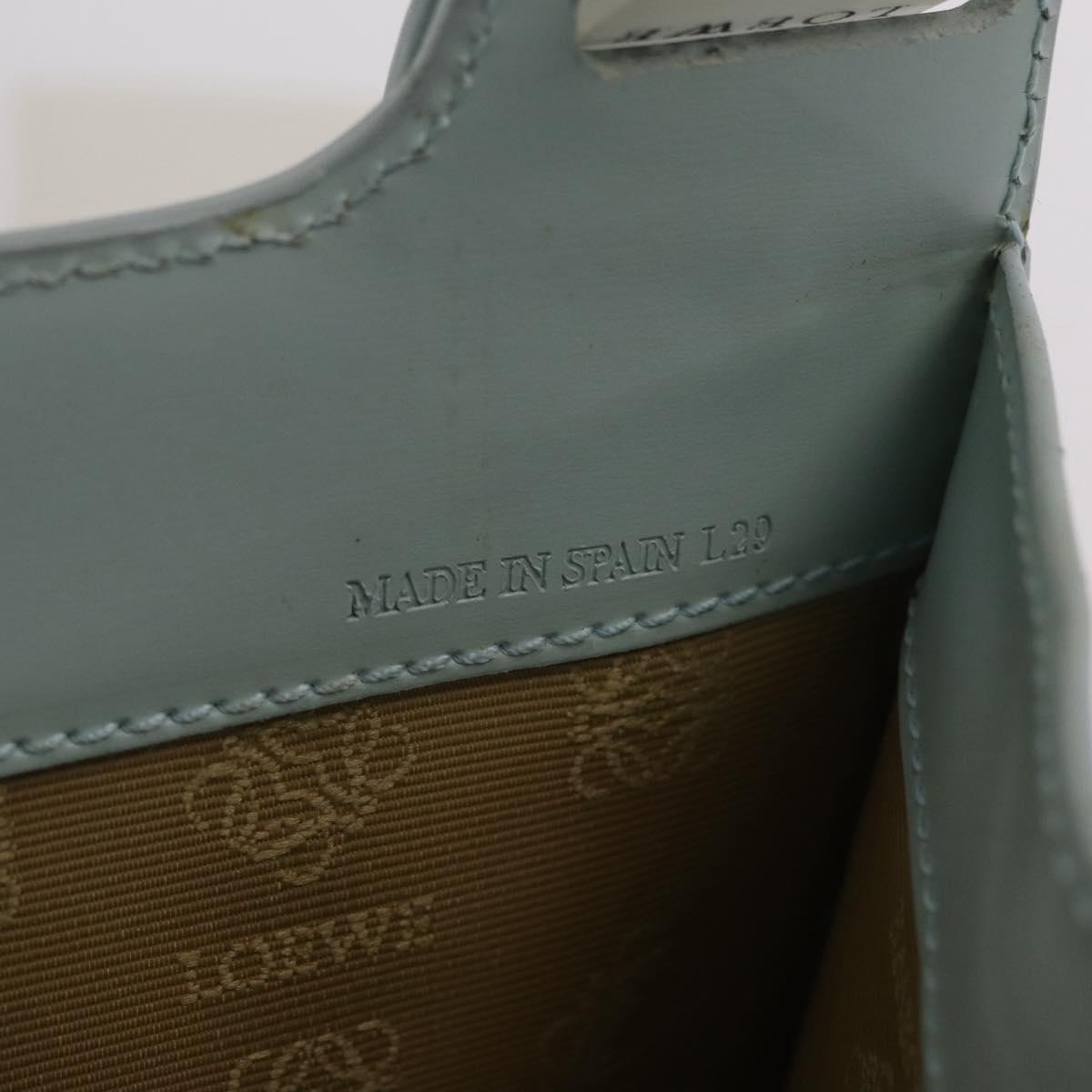 LOEWE Hand Bag Suede Light Blue Gold Auth 208276A