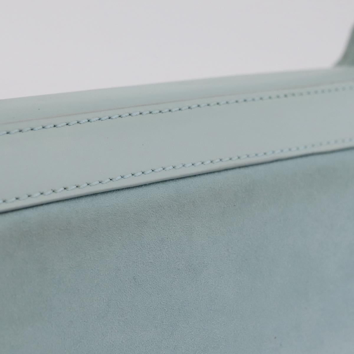 LOEWE Hand Bag Suede Light Blue Gold Auth 208276A