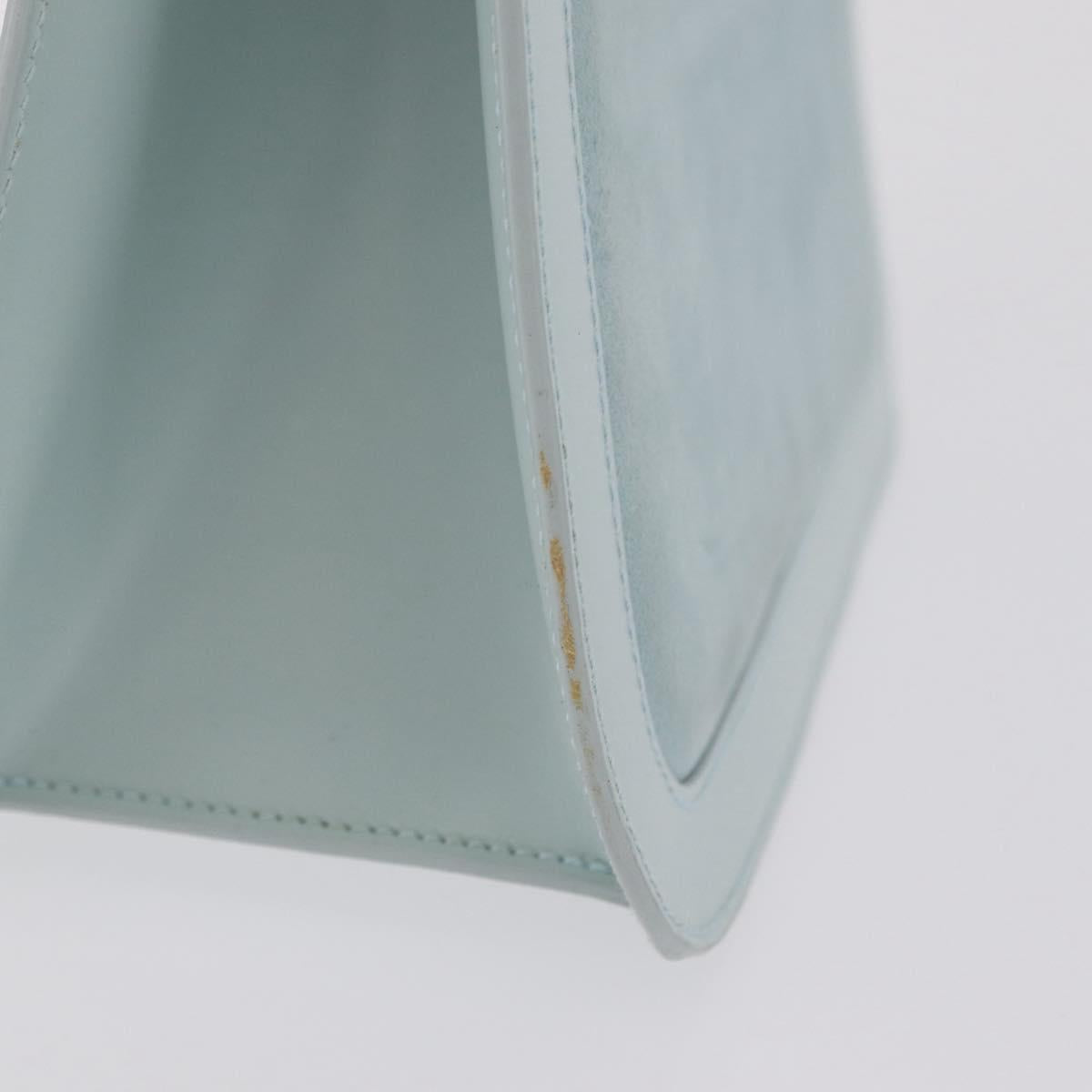 LOEWE Hand Bag Suede Light Blue Gold Auth 208276A