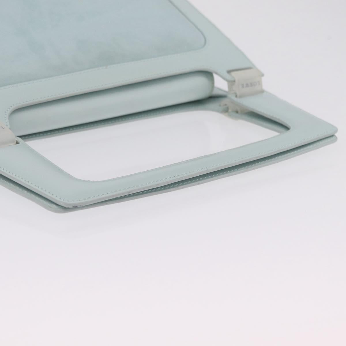LOEWE Hand Bag Suede Light Blue Gold Auth 208276A