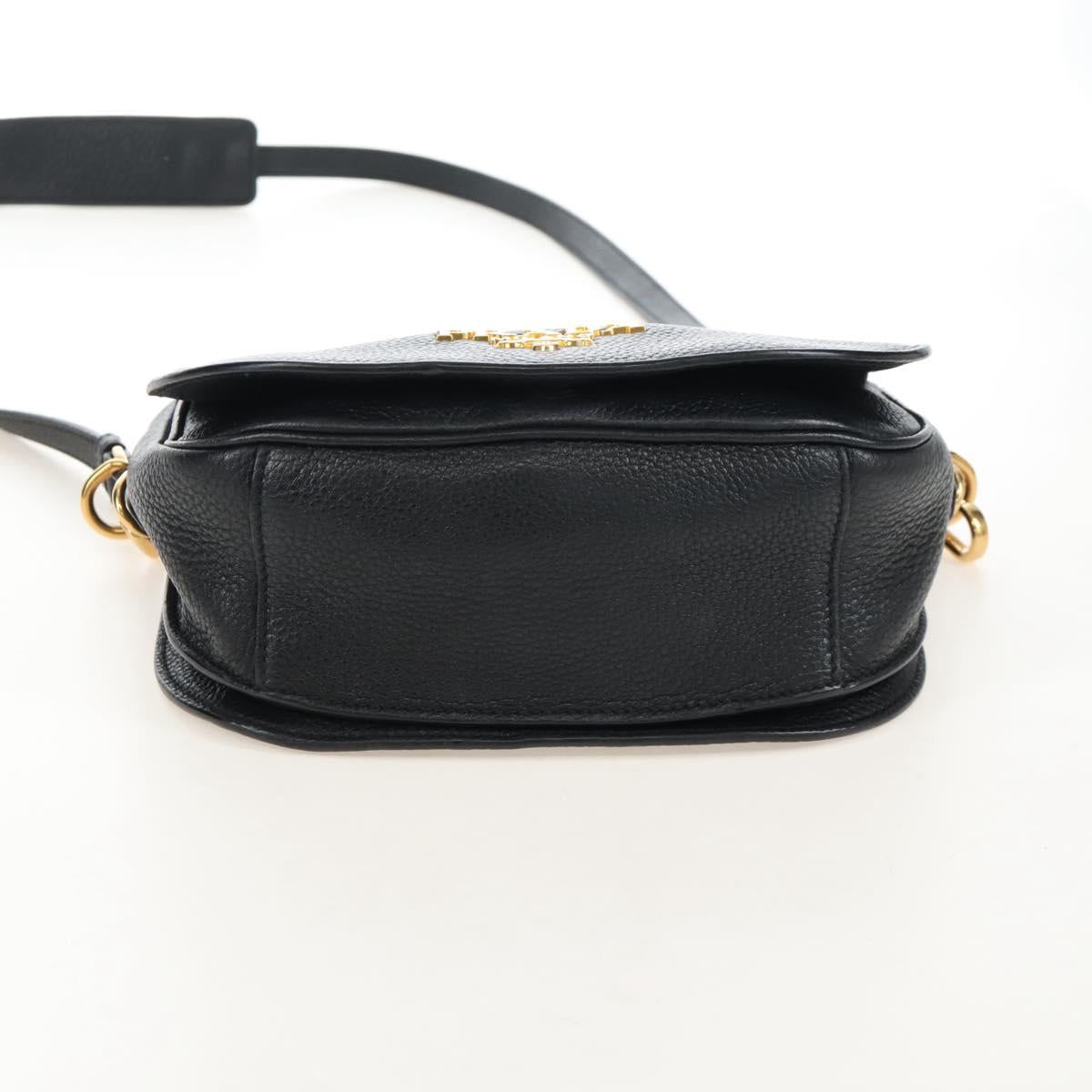 PRADA Shoulder Bag Vittero Dino Leather 2way Black Gold Auth 208279V