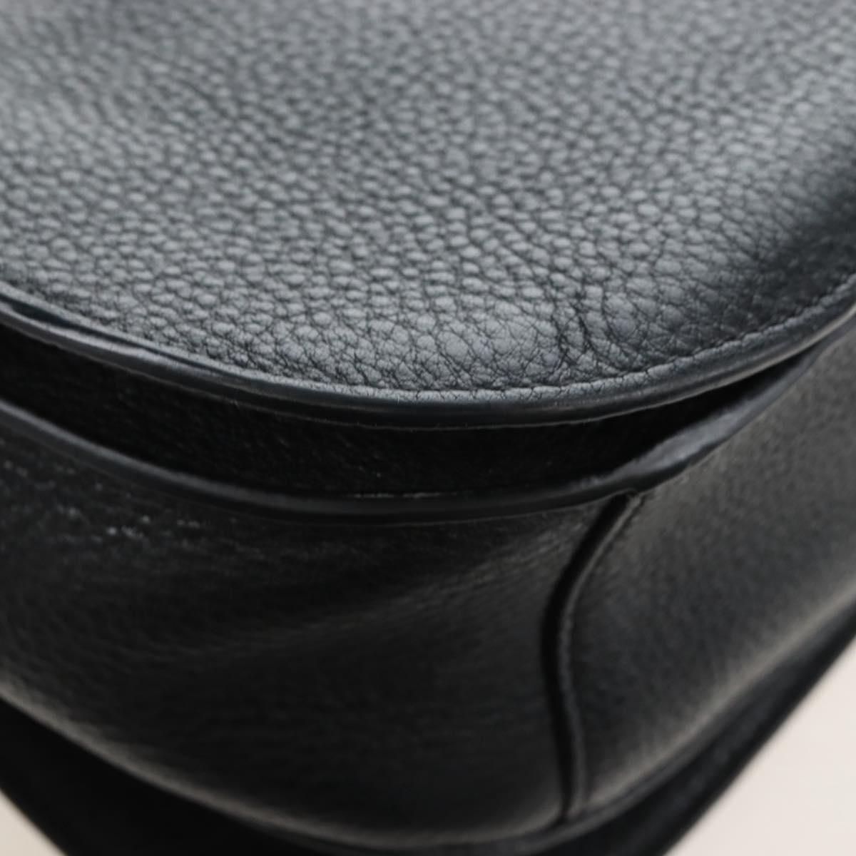PRADA Shoulder Bag Vittero Dino Leather 2way Black Gold Auth 208279V