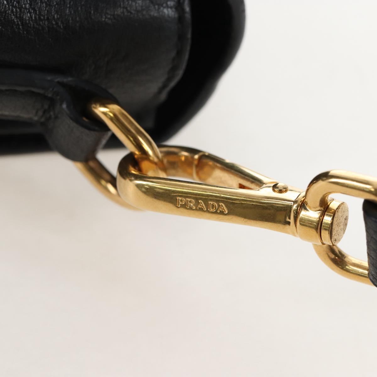PRADA Shoulder Bag Vittero Dino Leather 2way Black Gold Auth 208279V