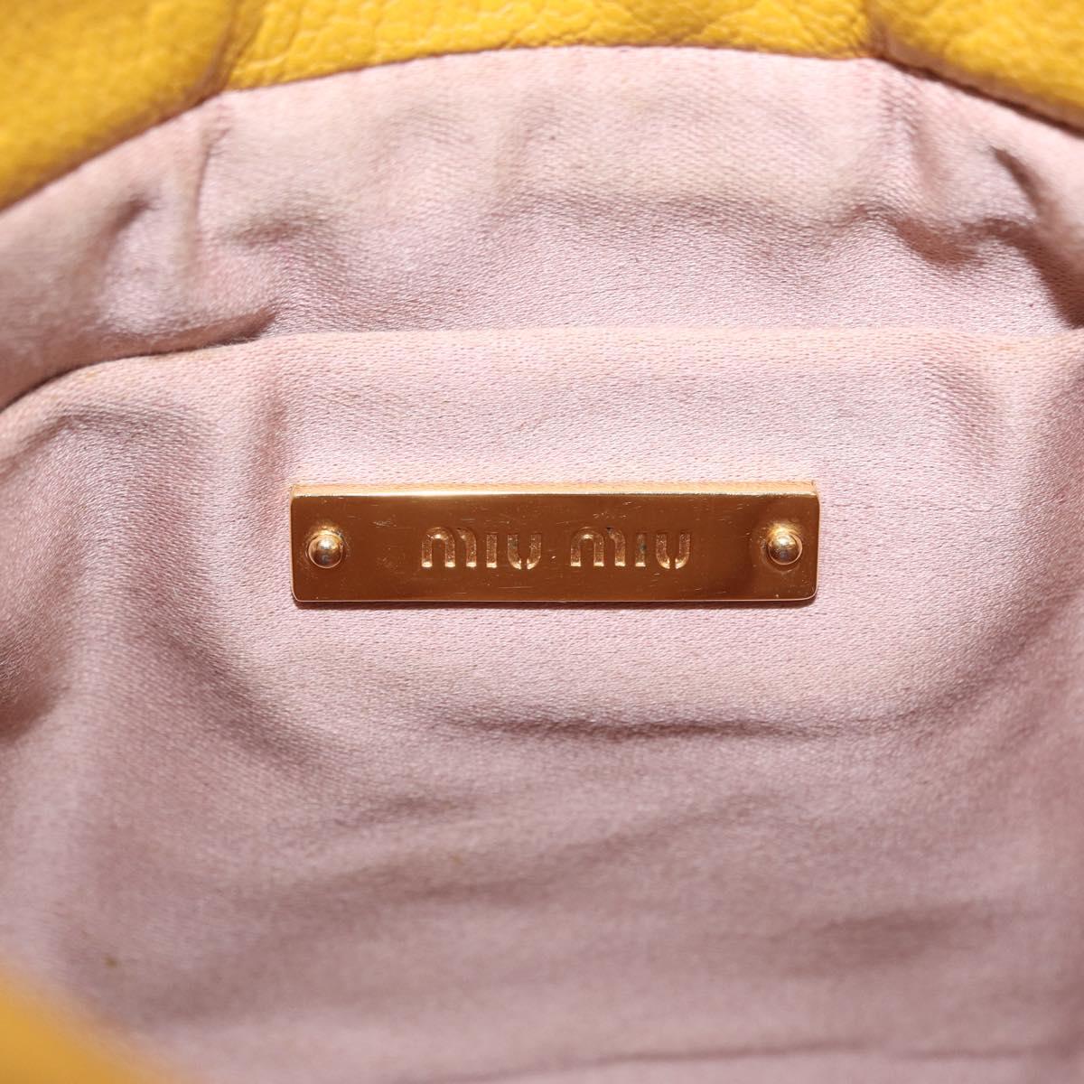 Miu Miu Madras Shoulder Bag Leather Yellow Gold Auth 208280A