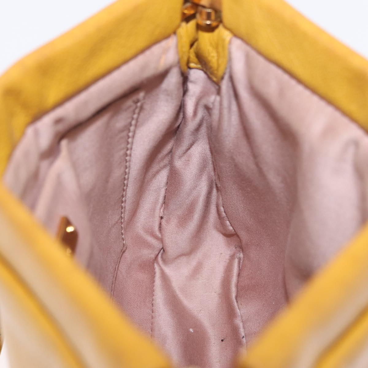 Miu Miu Madras Shoulder Bag Leather Yellow Gold Auth 208280A