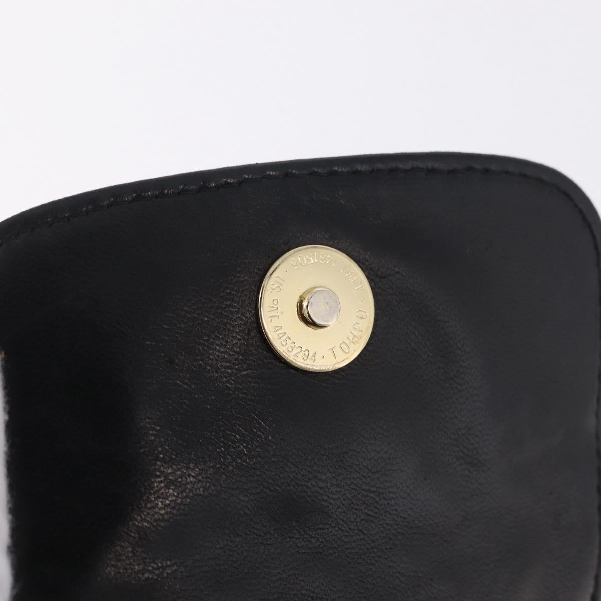 Bottega Veneta INTRECCIATO Chain Shoulder Pouch Leather Black Gold Auth 208281A
