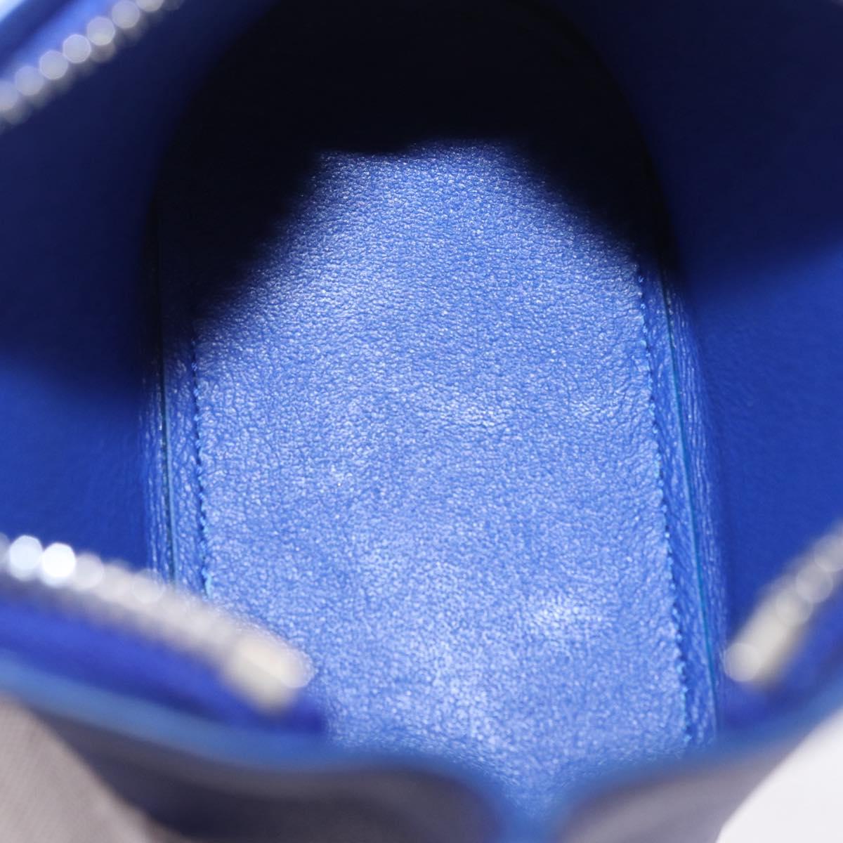 Salvatore Ferragamo Neck Pouch Leather Blue Silver Auth 208284V