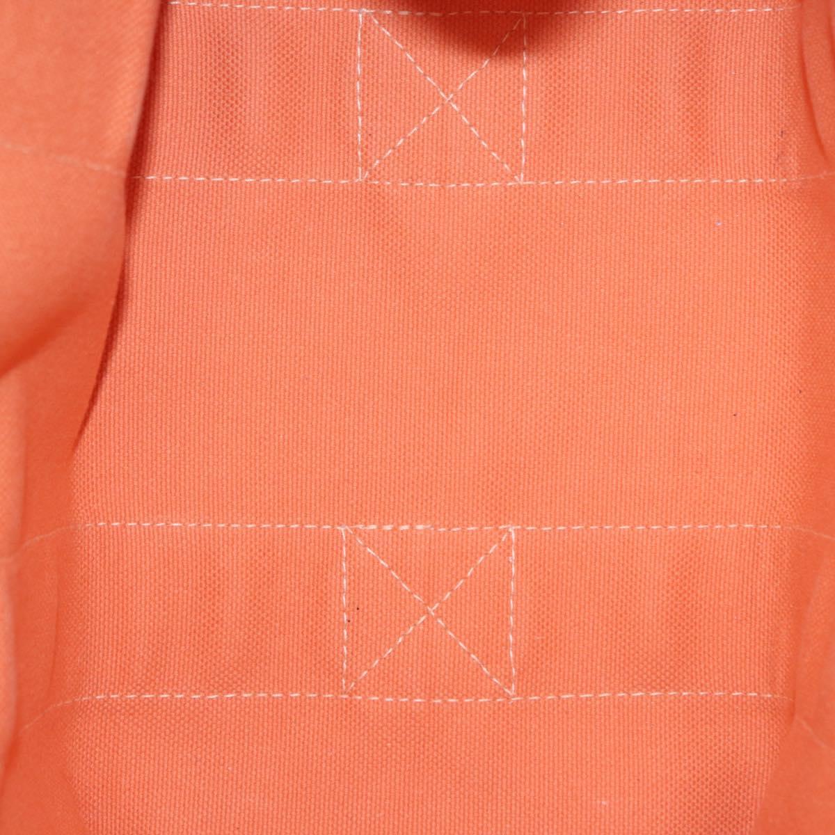 HERMES Coquillage PM Hand Bag Canvas Orange Silver Auth 208285A