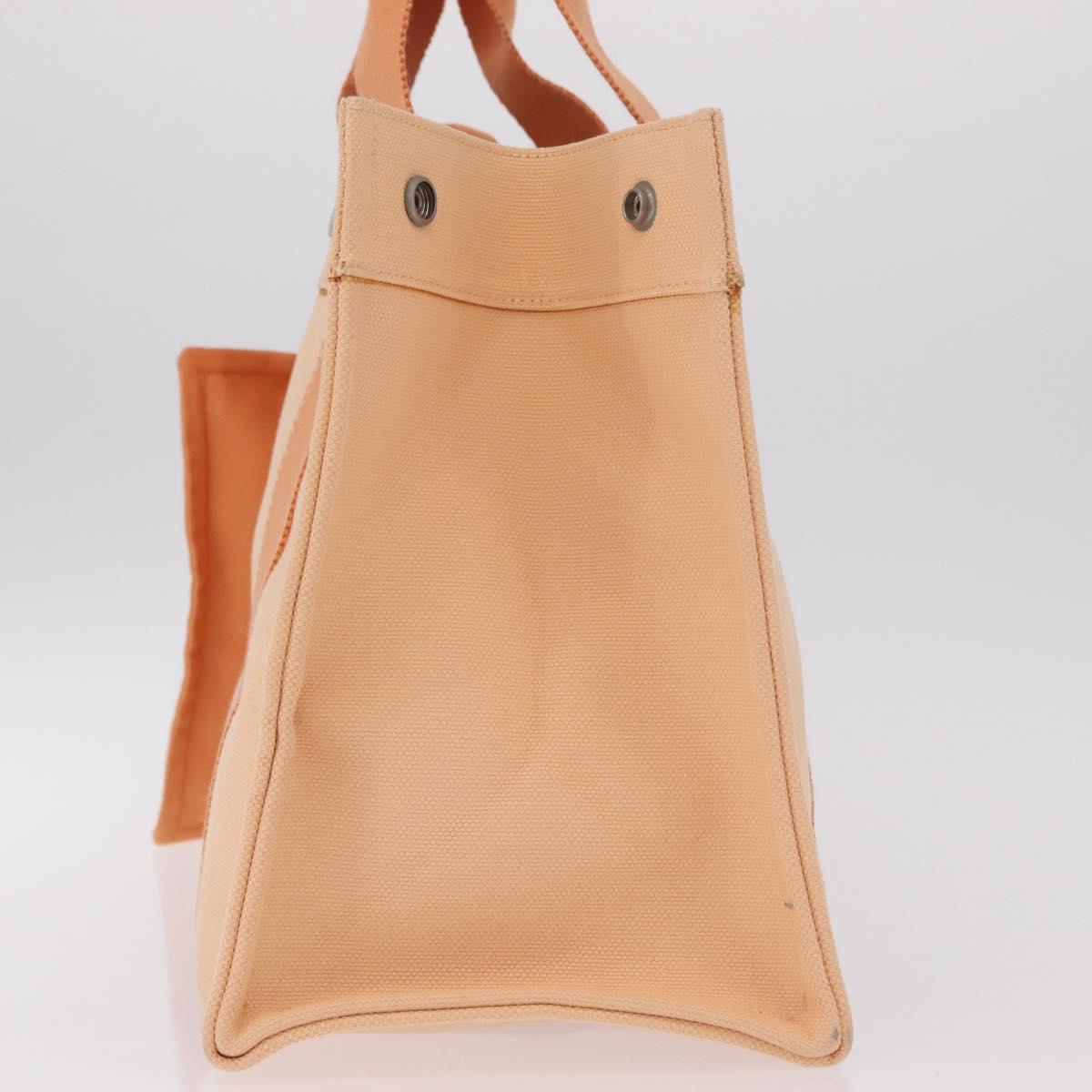 HERMES Coquillage PM Hand Bag Canvas Orange Silver Auth 208285A