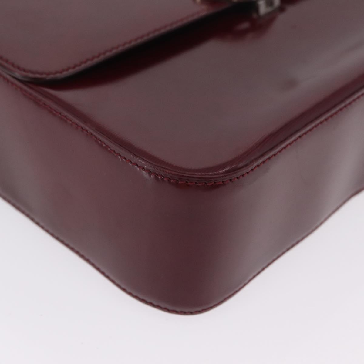 Cartier PANTHERE Shoulder Bag Patent leather Bordeaux Silver Auth 208286