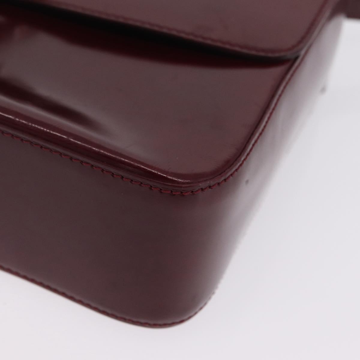 Cartier PANTHERE Shoulder Bag Patent leather Bordeaux Silver Auth 208286