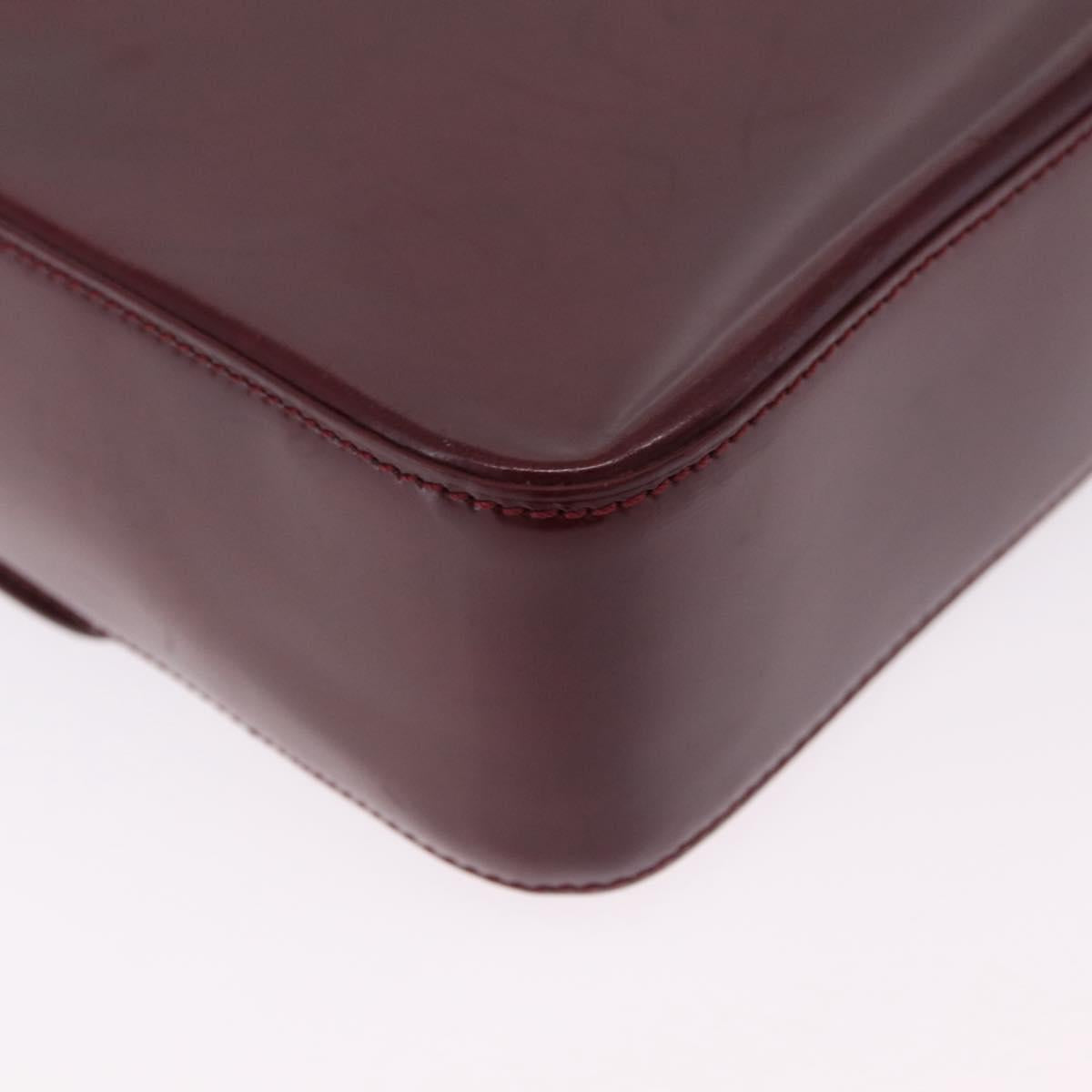 Cartier PANTHERE Shoulder Bag Patent leather Bordeaux Silver Auth 208286