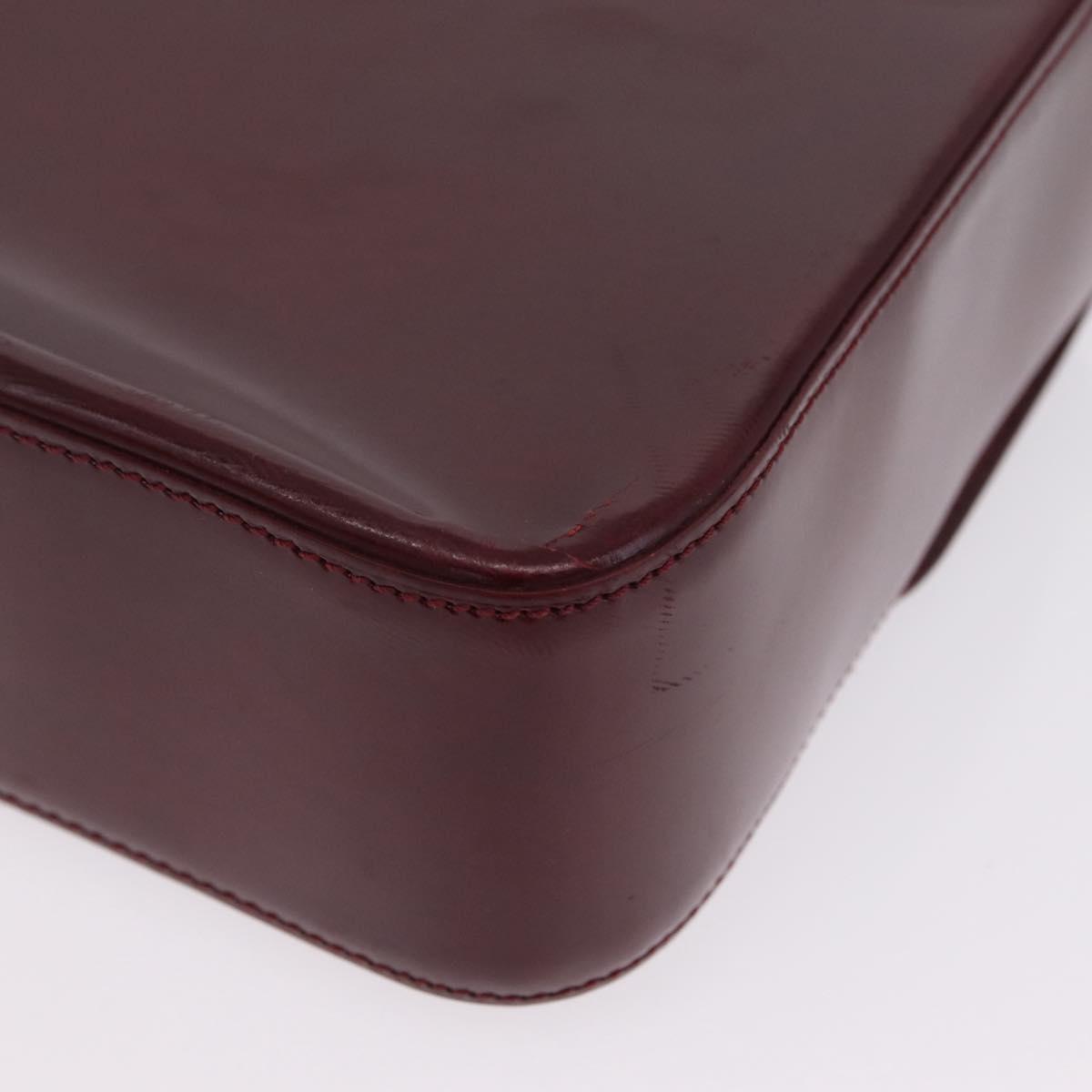 Cartier PANTHERE Shoulder Bag Patent leather Bordeaux Silver Auth 208286
