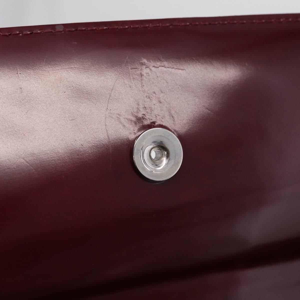 Cartier PANTHERE Shoulder Bag Patent leather Bordeaux Silver Auth 208286