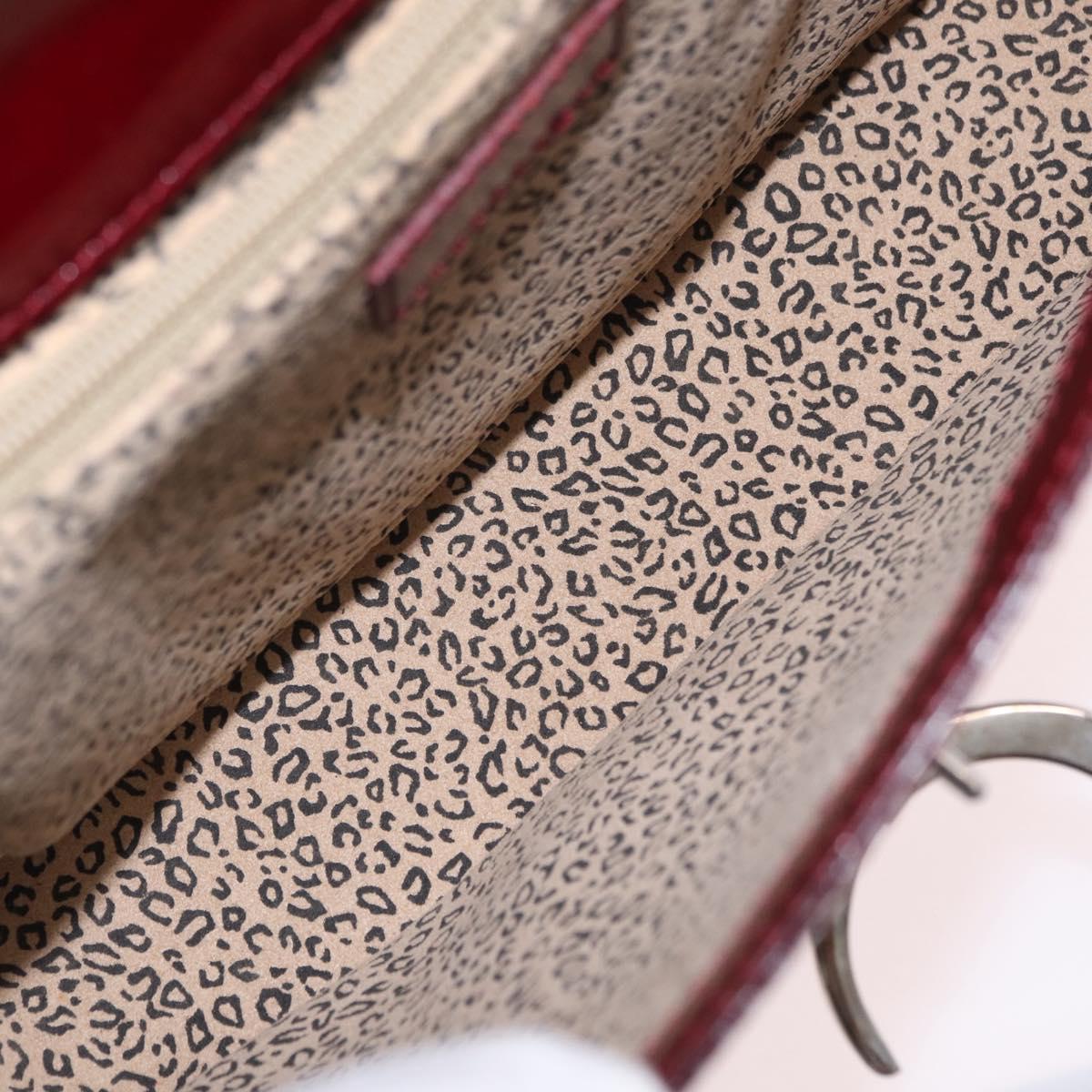 Cartier PANTHERE Shoulder Bag Patent leather Bordeaux Silver Auth 208286