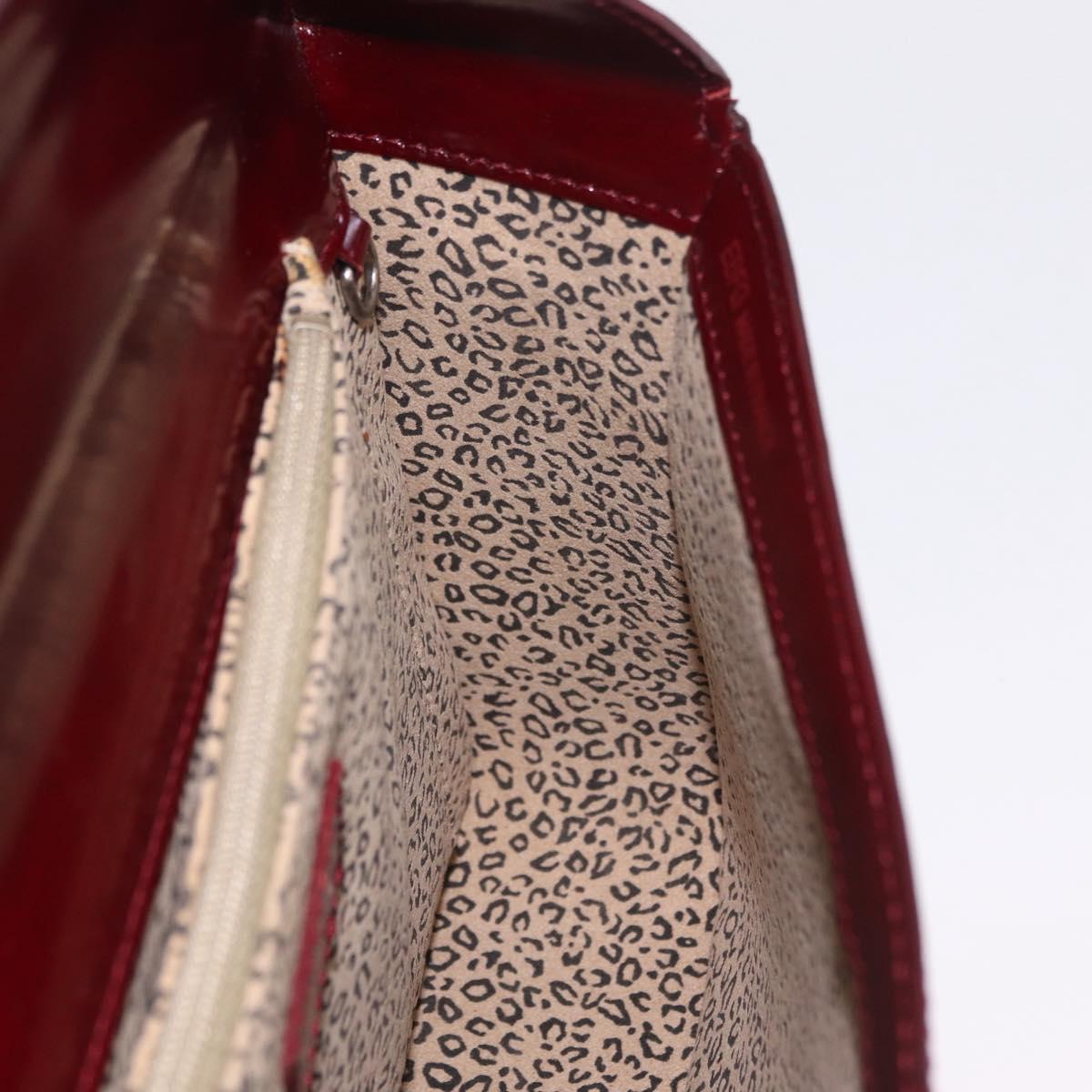 Cartier PANTHERE Shoulder Bag Patent leather Bordeaux Silver Auth 208286