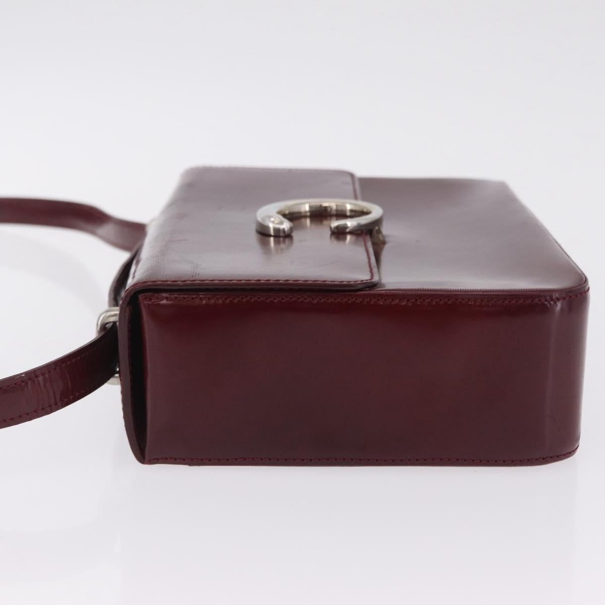 Cartier PANTHERE Shoulder Bag Patent leather Bordeaux Silver Auth 208286
