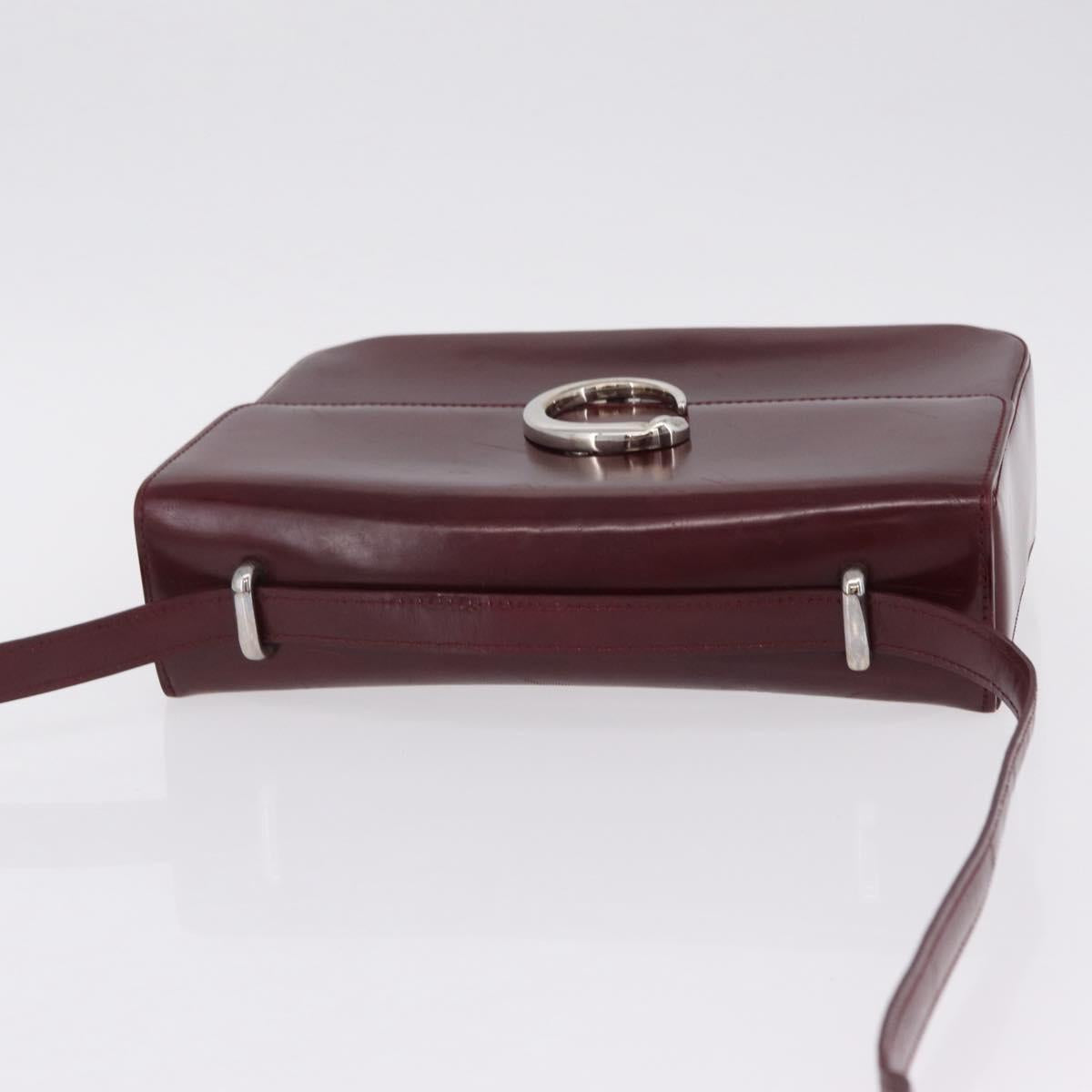 Cartier PANTHERE Shoulder Bag Patent leather Bordeaux Silver Auth 208286