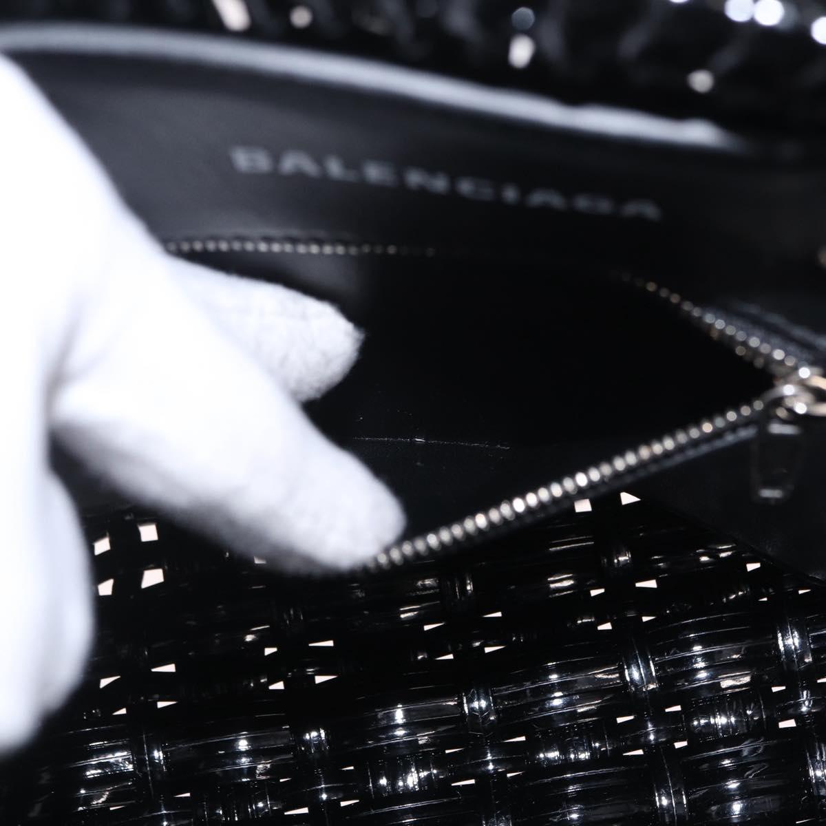 Balenciaga Hand Bag Vinyl 2way Black Silver 671342 Auth 208288V