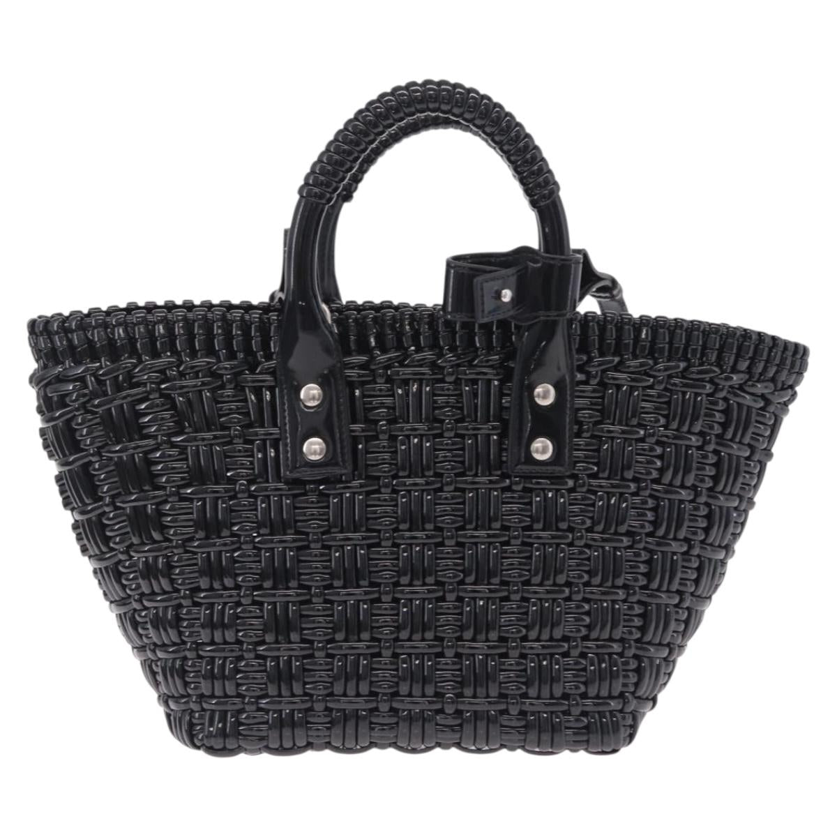 Balenciaga Hand Bag Vinyl 2way Black Silver 671342 Auth 208288V