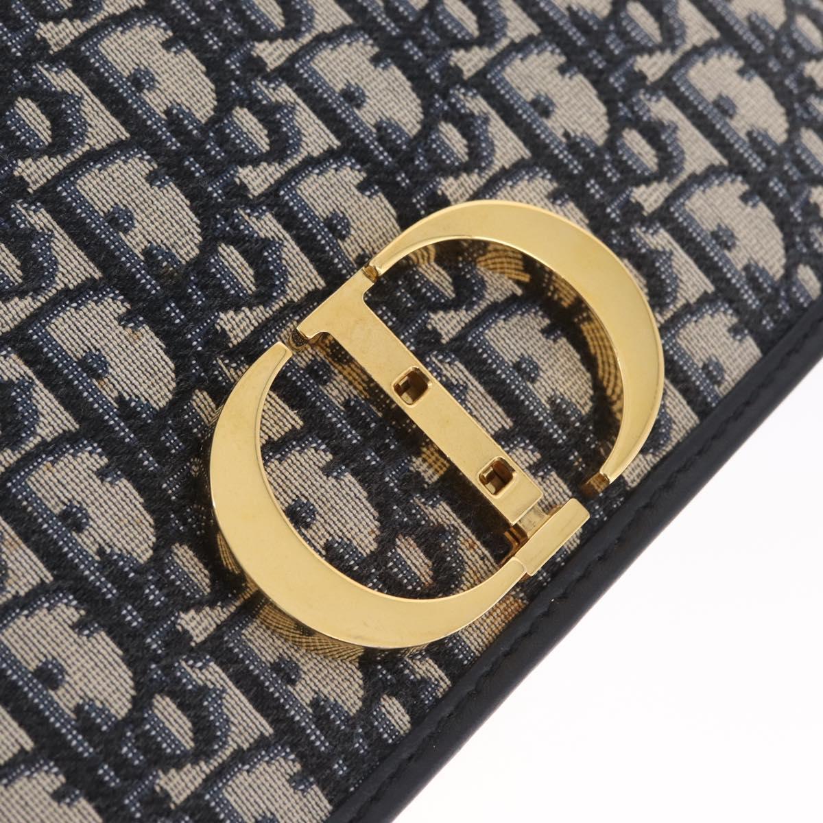 Christian Dior Trotter Canvas 30 Montaigne Shoulder Bag Navy Gold Auth 208290M