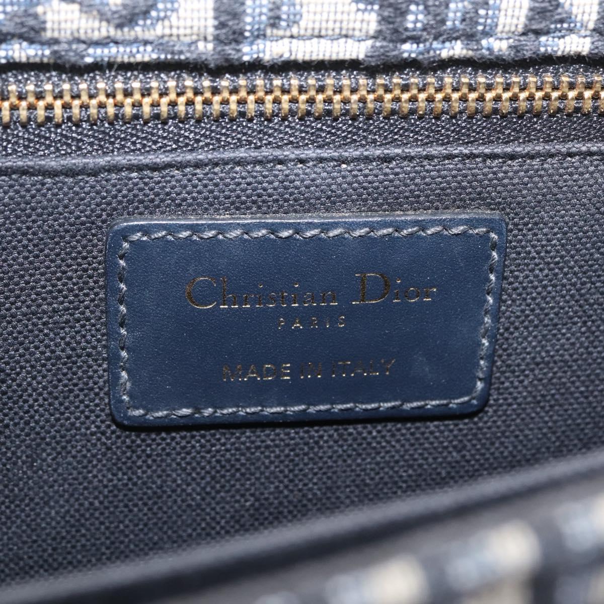 Christian Dior Trotter Canvas 30 Montaigne Shoulder Bag Navy Gold Auth 208290M