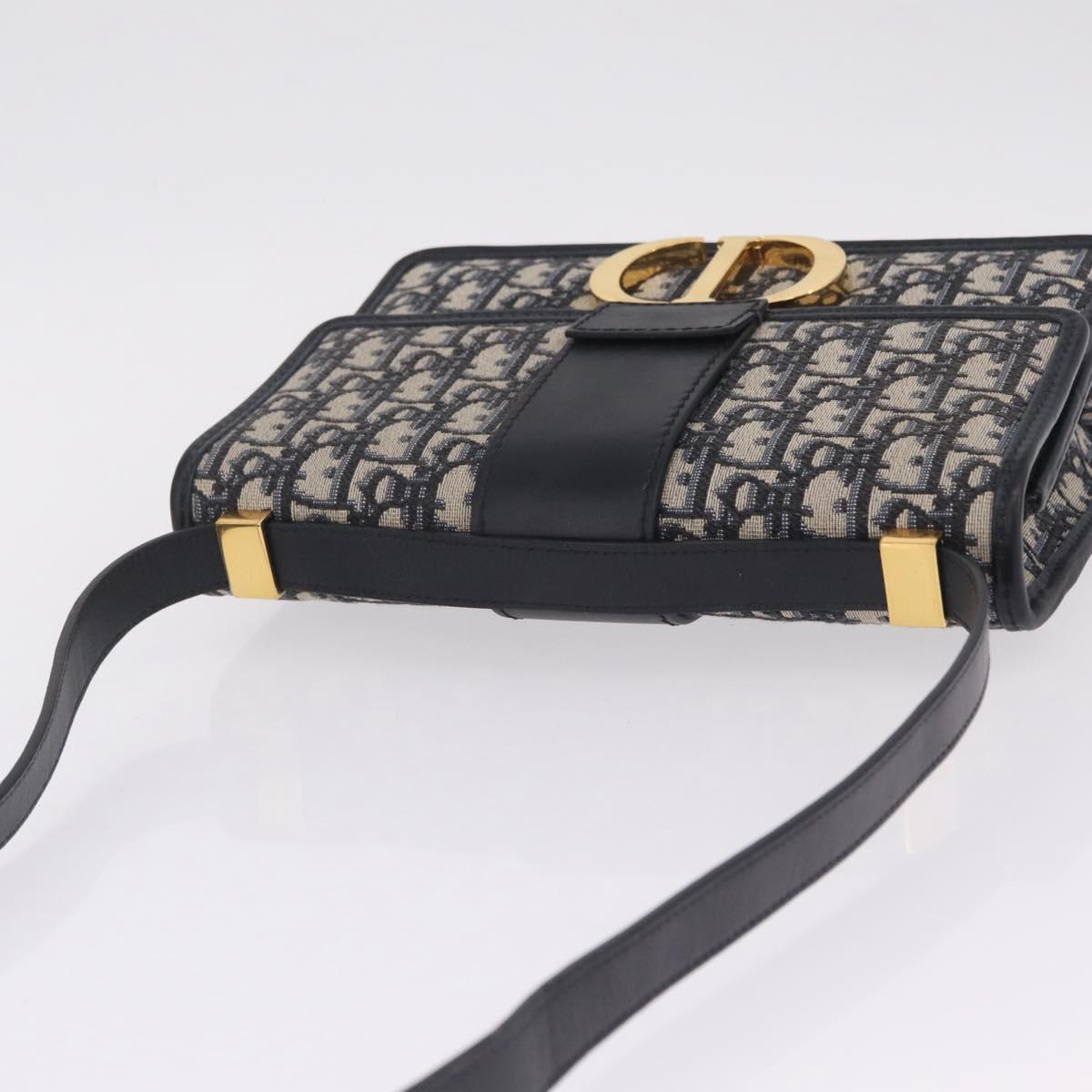 Christian Dior Trotter Canvas 30 Montaigne Shoulder Bag Navy Gold Auth 208290M