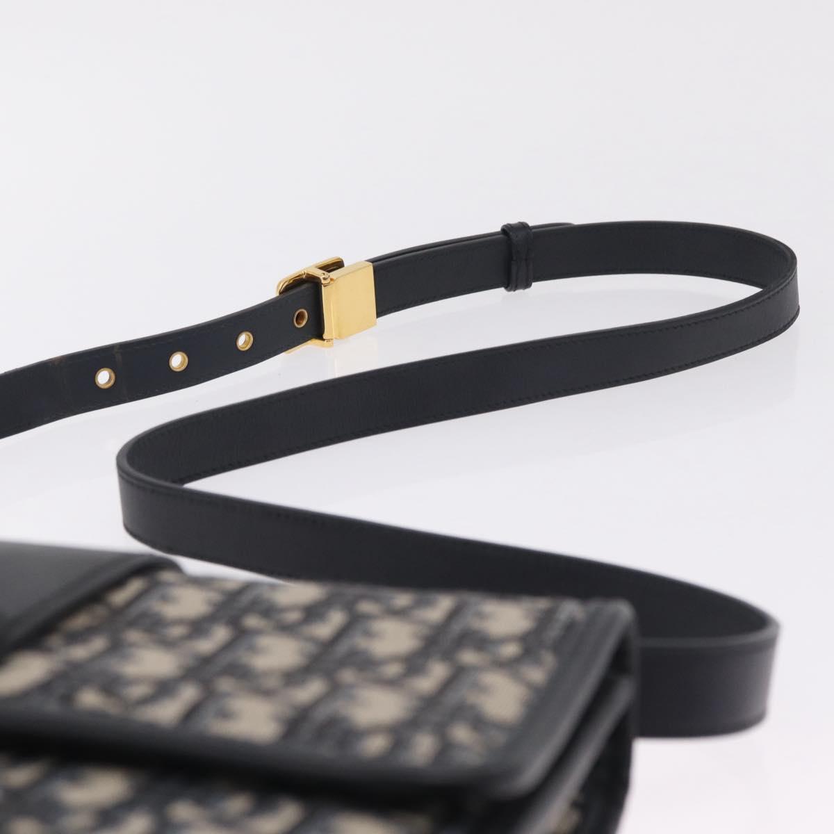 Christian Dior Trotter Canvas 30 Montaigne Shoulder Bag Navy Gold Auth 208290M