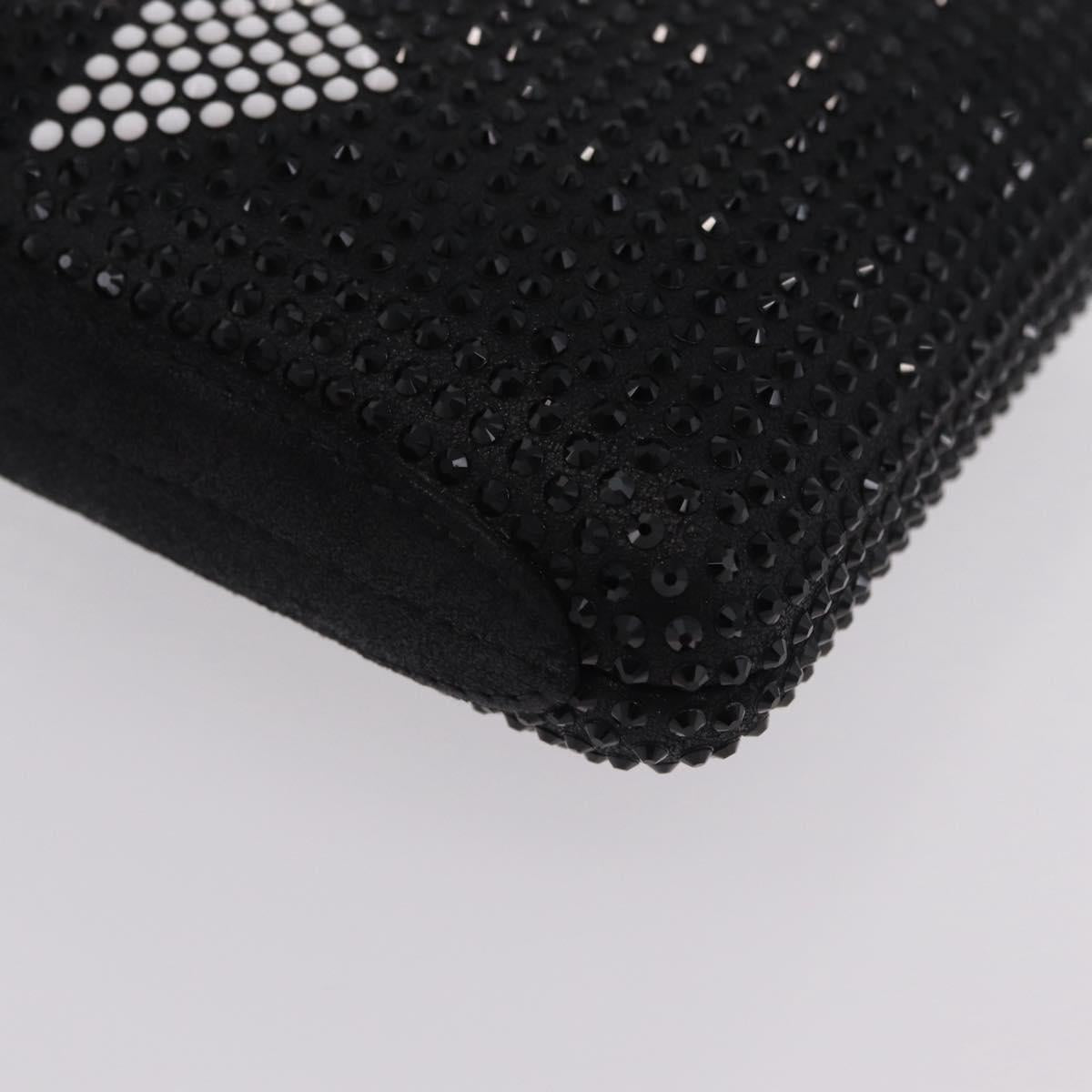 CHANEL Shoulder Bag Rhinestone Black Silver CC Auth 208291SM