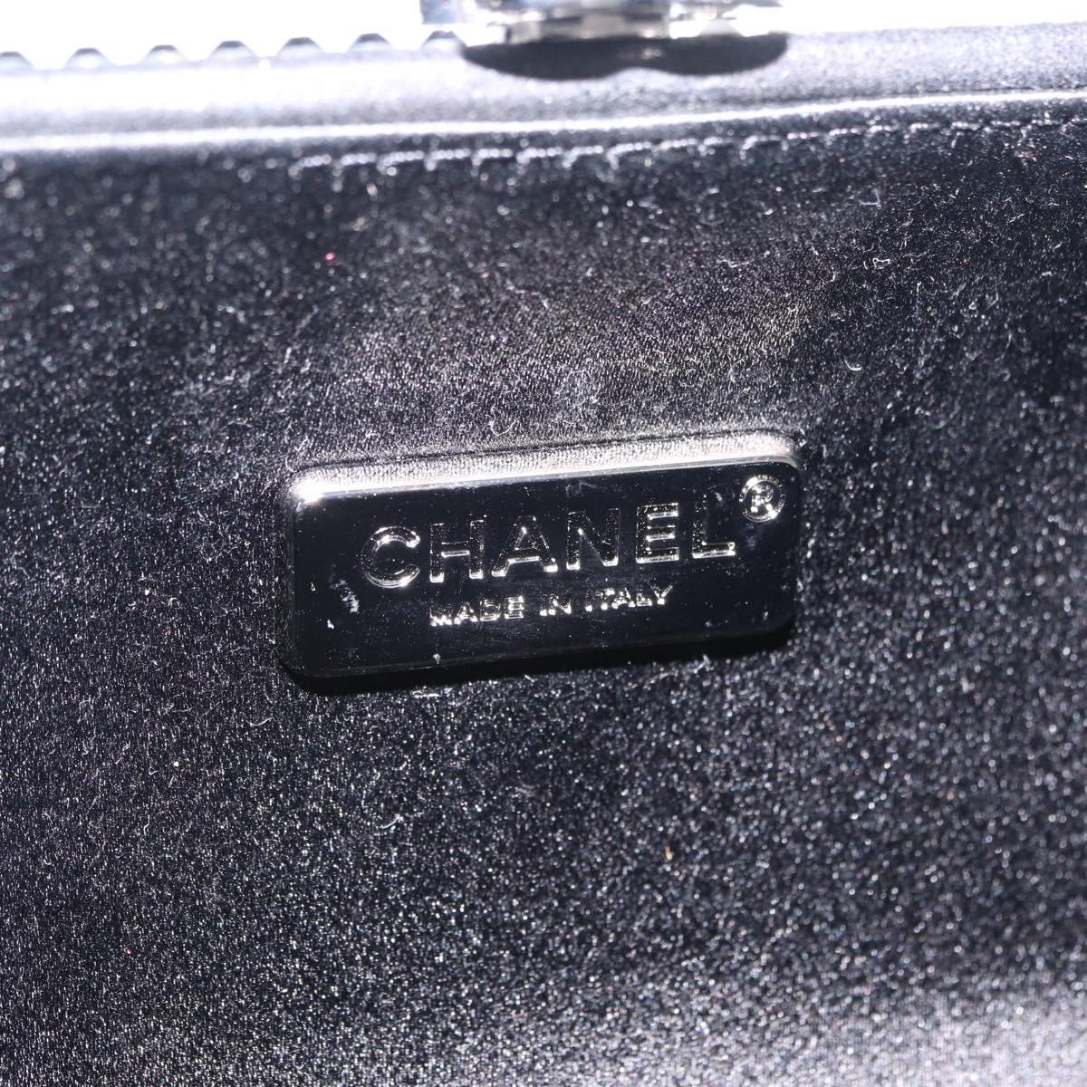 CHANEL Shoulder Bag Rhinestone Black Silver CC Auth 208291SM