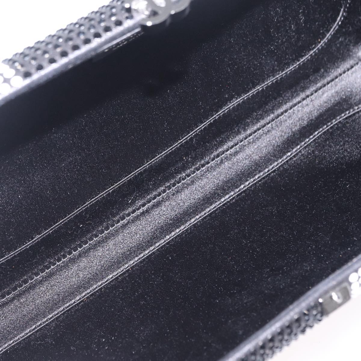 CHANEL Shoulder Bag Rhinestone Black Silver CC Auth 208291SM
