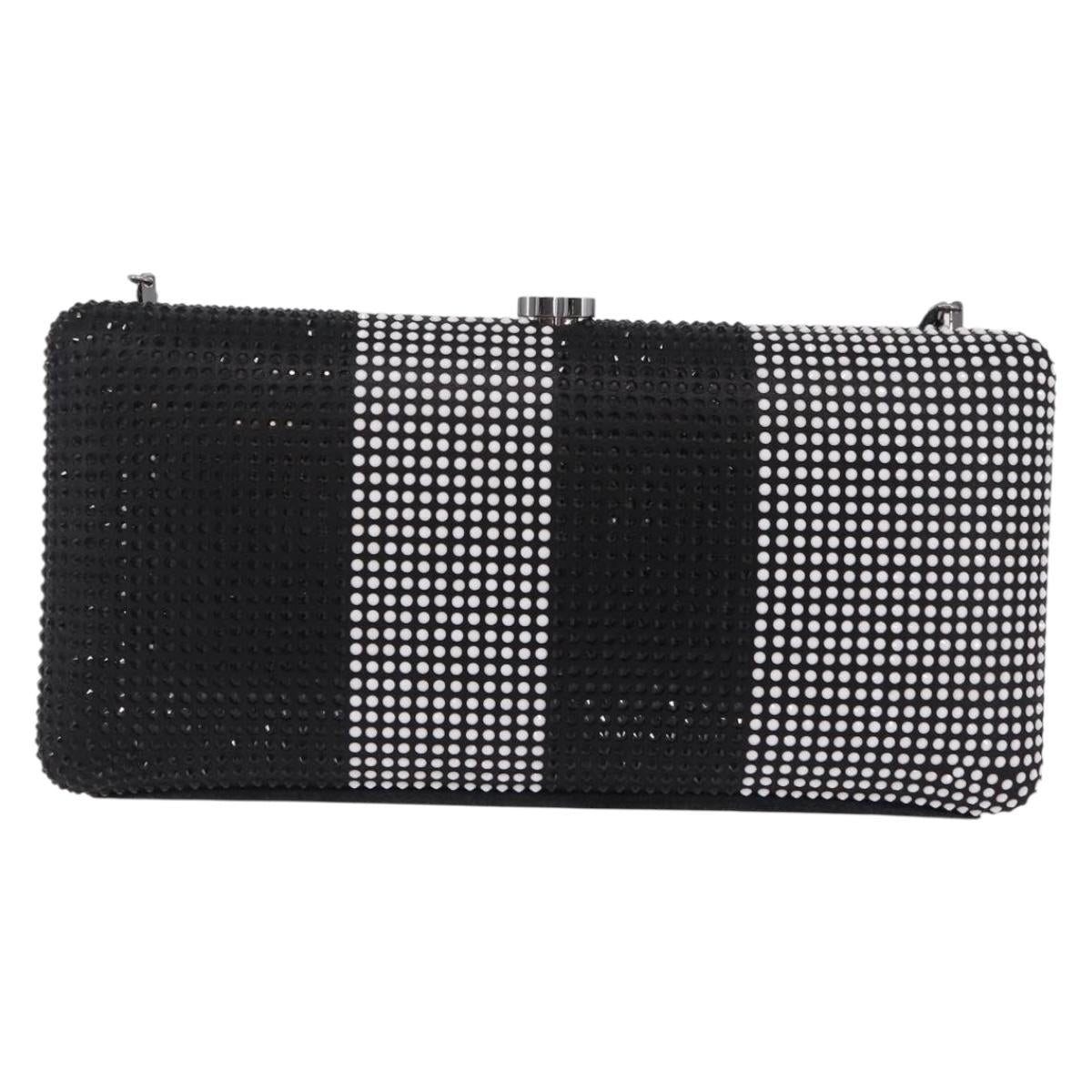CHANEL Shoulder Bag Rhinestone Black Silver CC Auth 208291SM