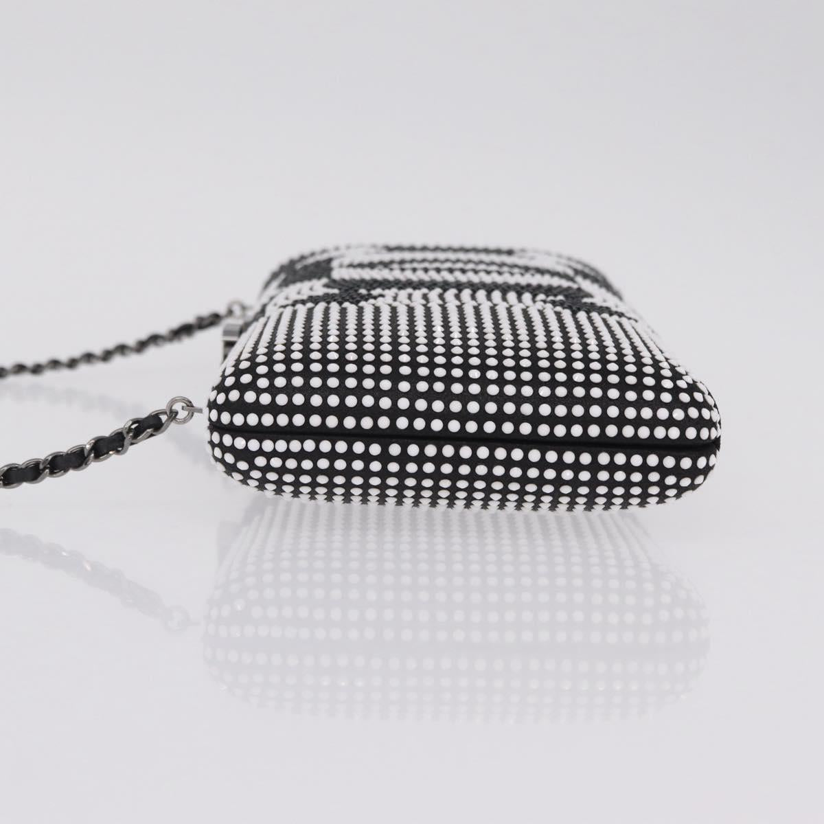 CHANEL Shoulder Bag Rhinestone Black Silver CC Auth 208291SM