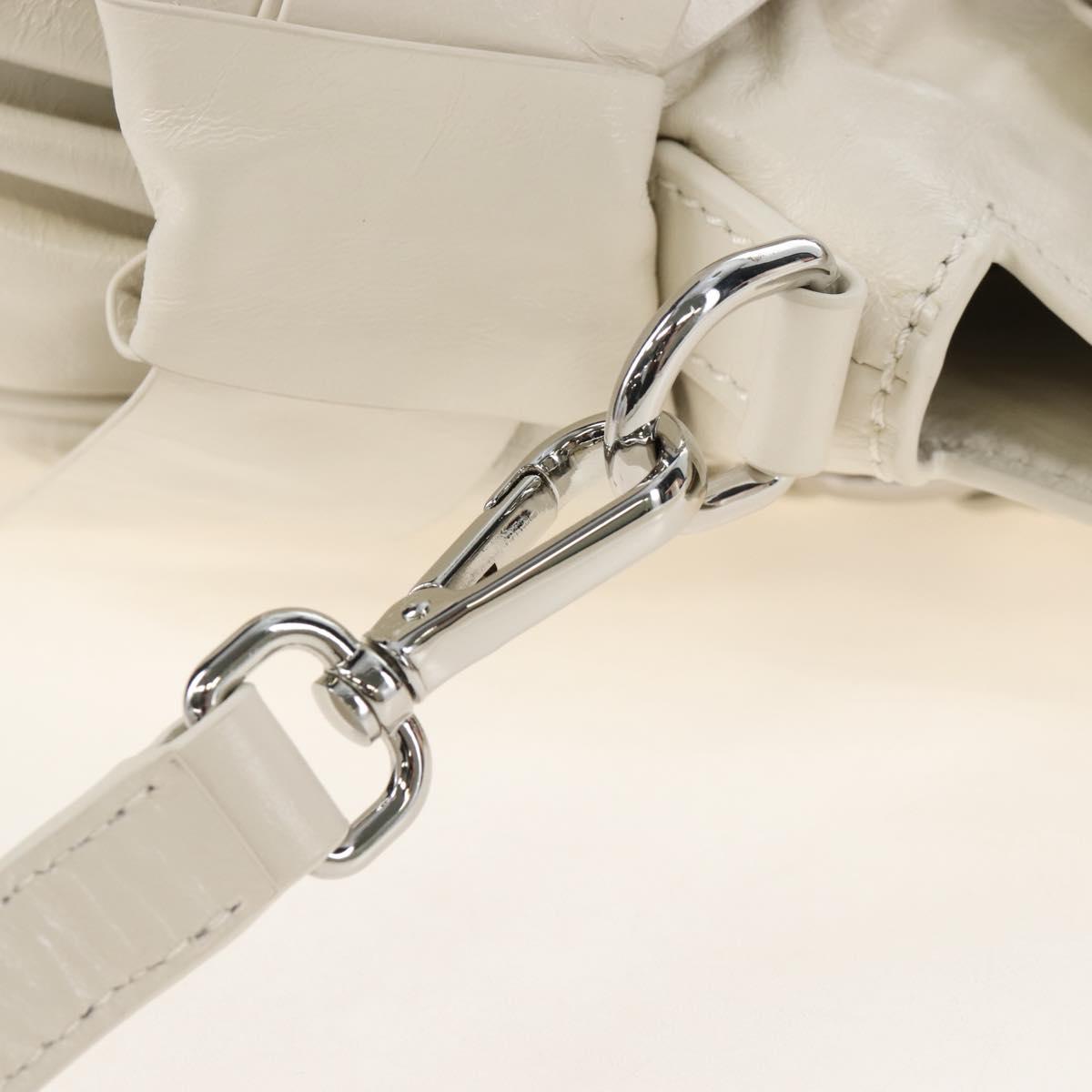 Miu Miu Hand Bag Leather 2way White Silver Auth 208294SAM