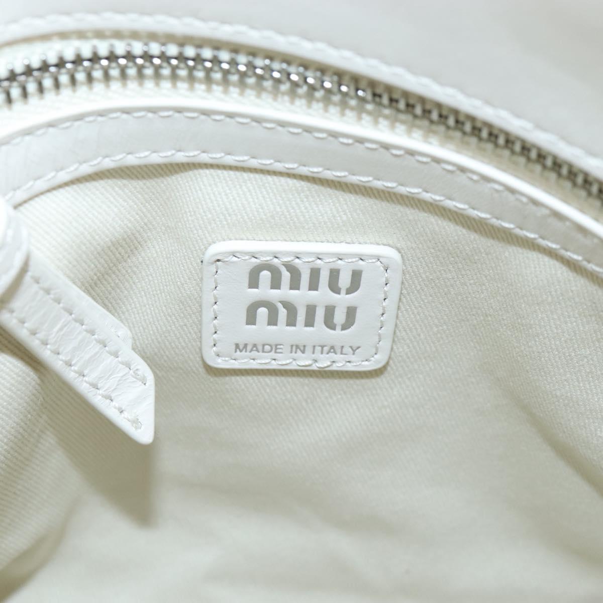 Miu Miu Hand Bag Leather 2way White Silver Auth 208294SAM