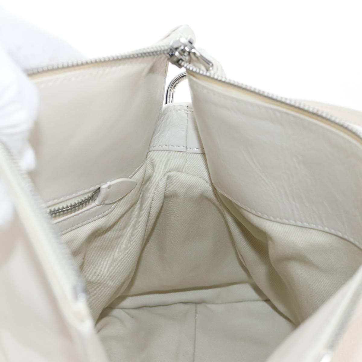 Miu Miu Hand Bag Leather 2way White Silver Auth 208294SAM