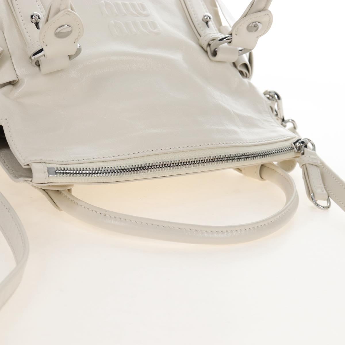 Miu Miu Hand Bag Leather 2way White Silver Auth 208294SAM