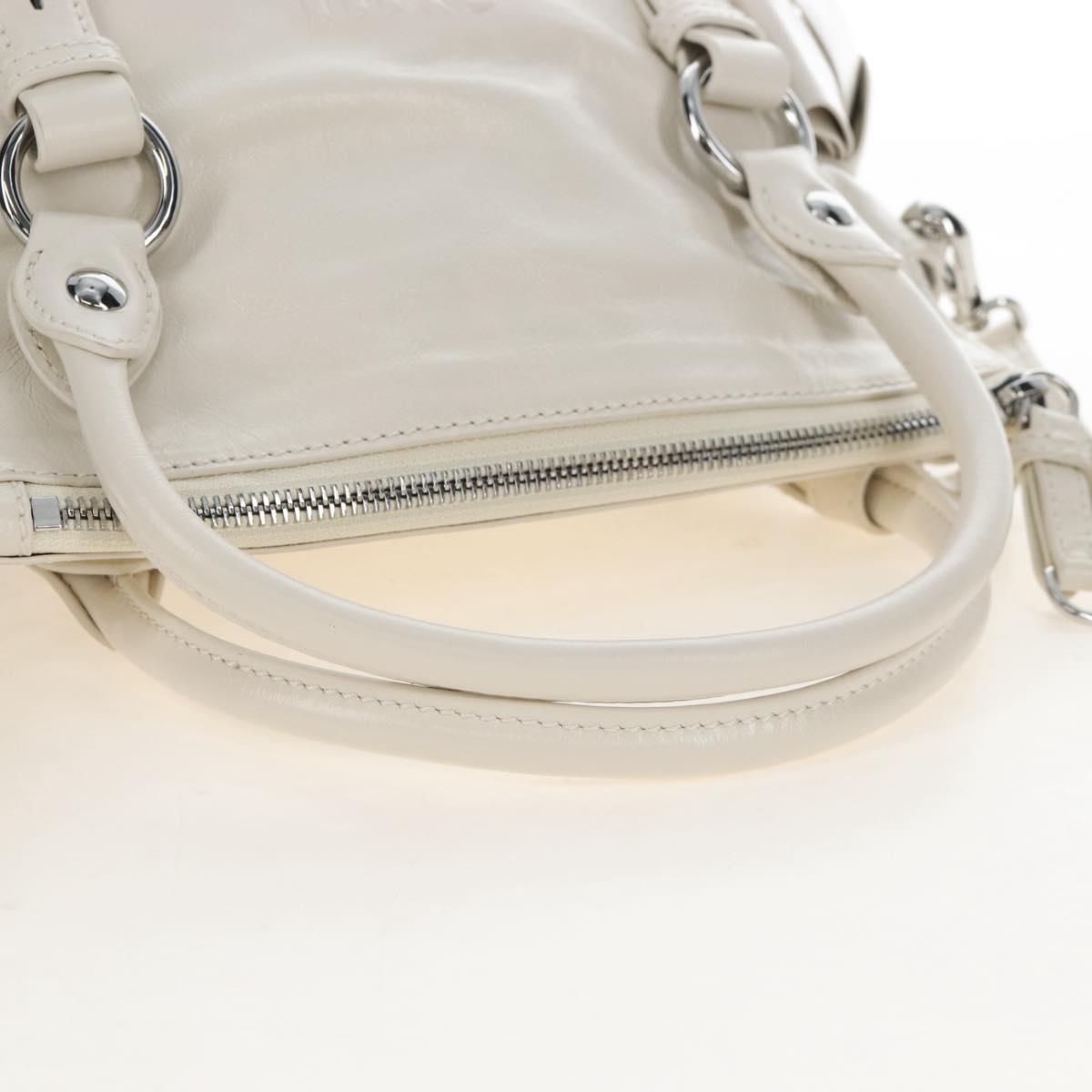 Miu Miu Hand Bag Leather 2way White Silver Auth 208294SAM
