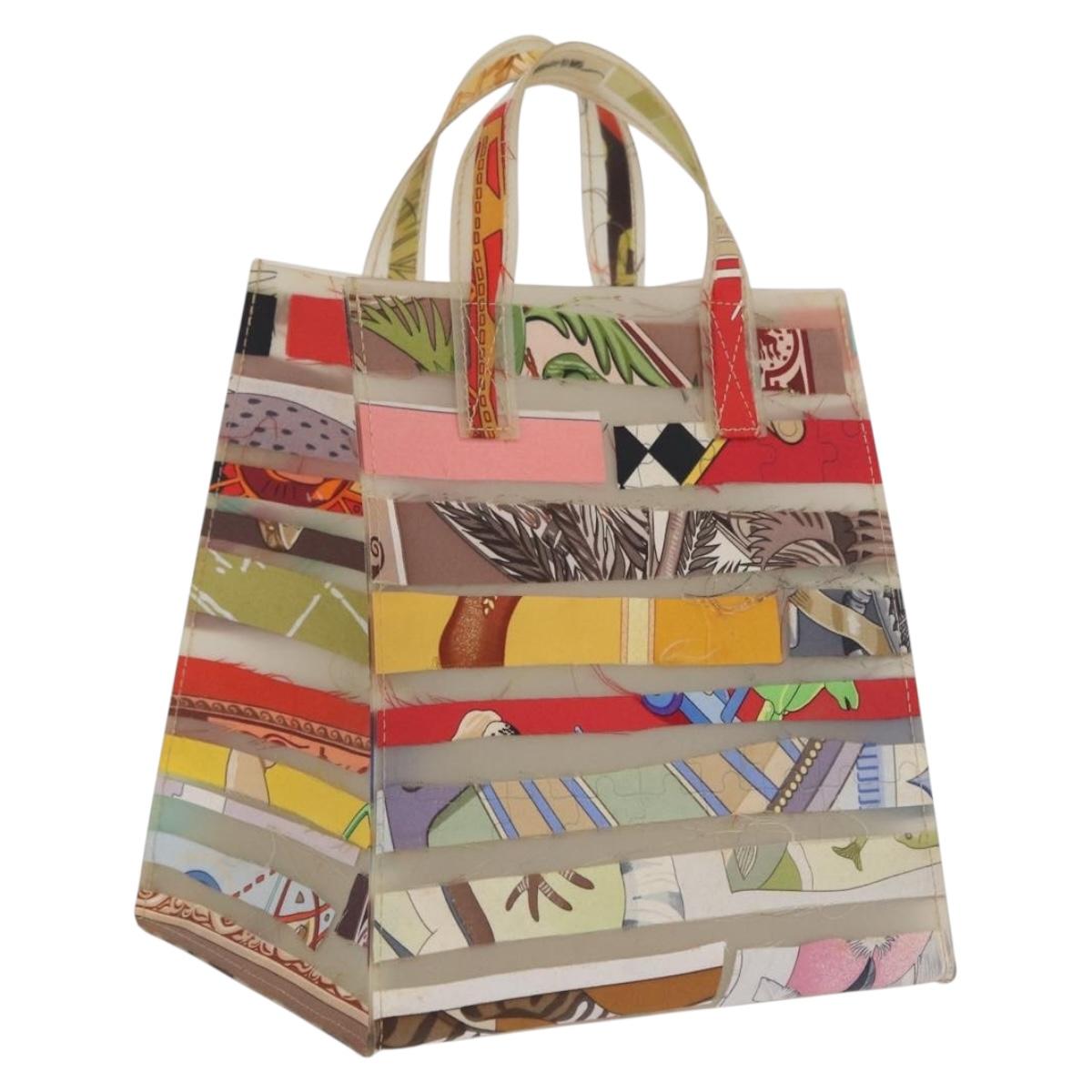 HERMES Hand Bag Vinyl Louvre Museum Limited Multicolor Auth 208295A