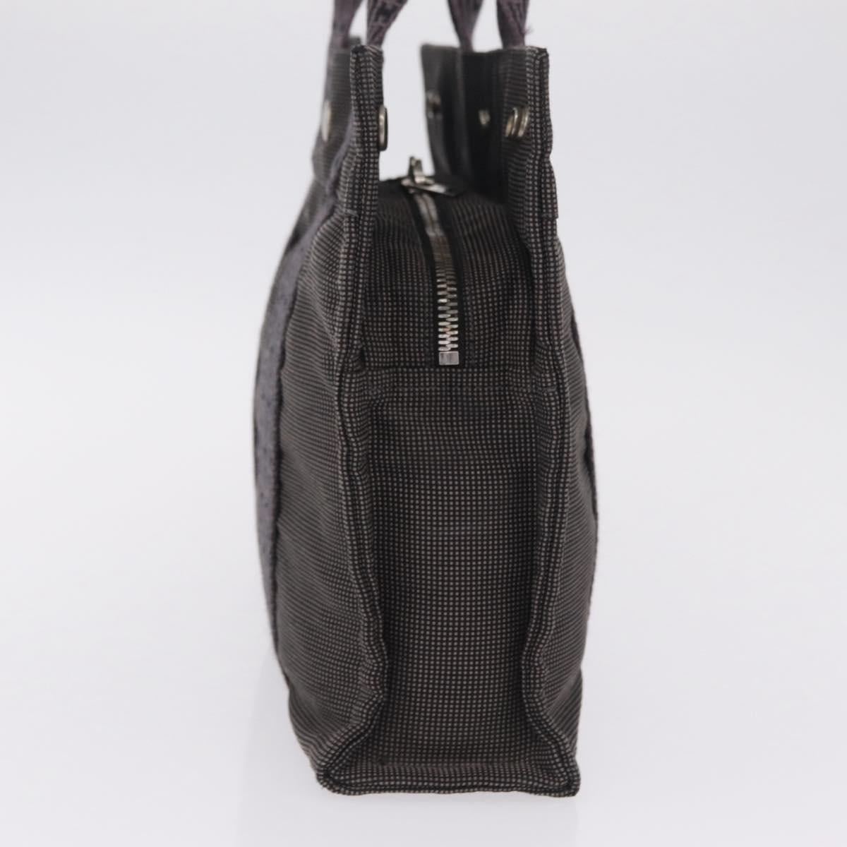 HERMES Her Line PM Hand Bag Canvas Gray Silver Auth 208296
