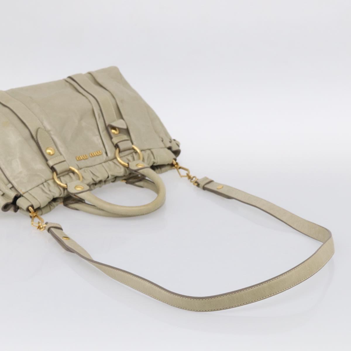 Miu Miu Matelasse Hand Bag Vitellolux 2way Beige Gold Auth 208301A