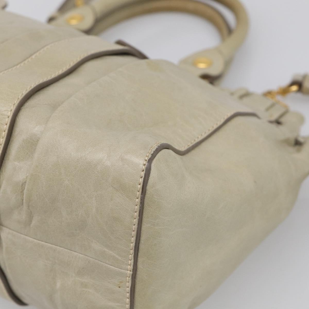 Miu Miu Matelasse Hand Bag Vitellolux 2way Beige Gold Auth 208301A