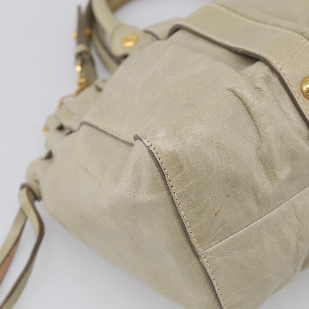 Miu Miu Matelasse Hand Bag Vitellolux 2way Beige Gold Auth 208301A
