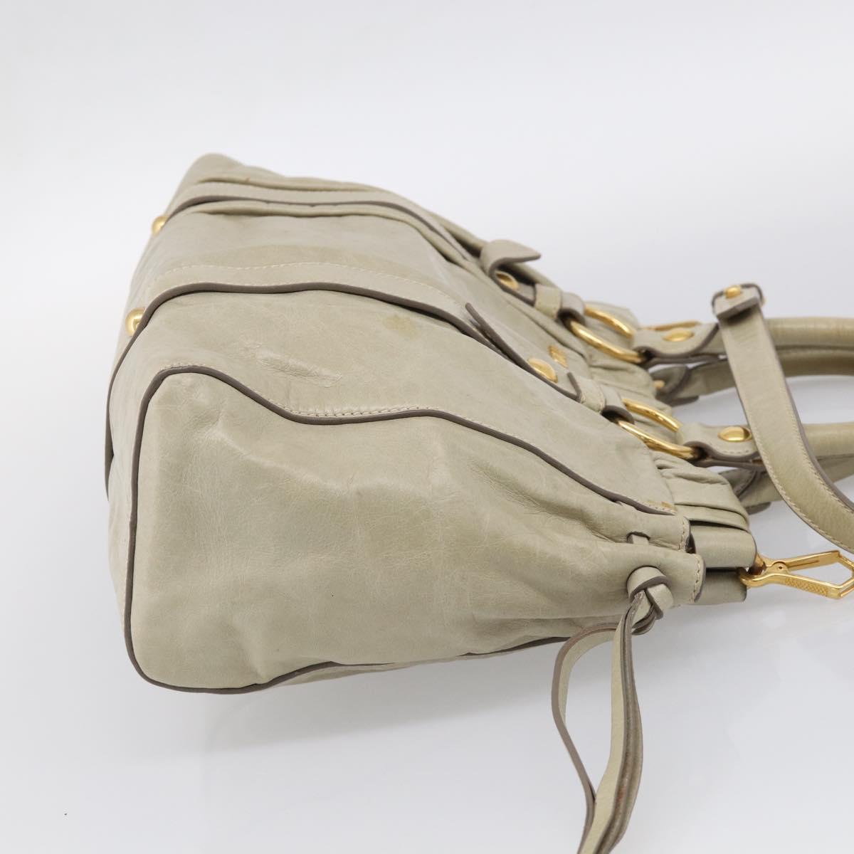 Miu Miu Matelasse Hand Bag Vitellolux 2way Beige Gold Auth 208301A