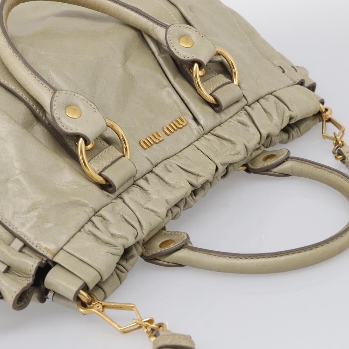 Miu Miu Matelasse Hand Bag Vitellolux 2way Beige Gold Auth 208301A