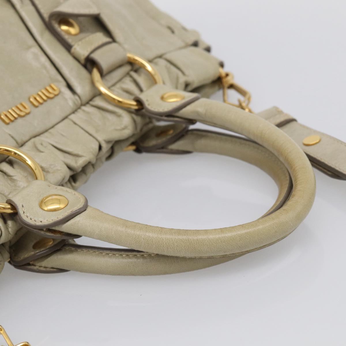 Miu Miu Matelasse Hand Bag Vitellolux 2way Beige Gold Auth 208301A