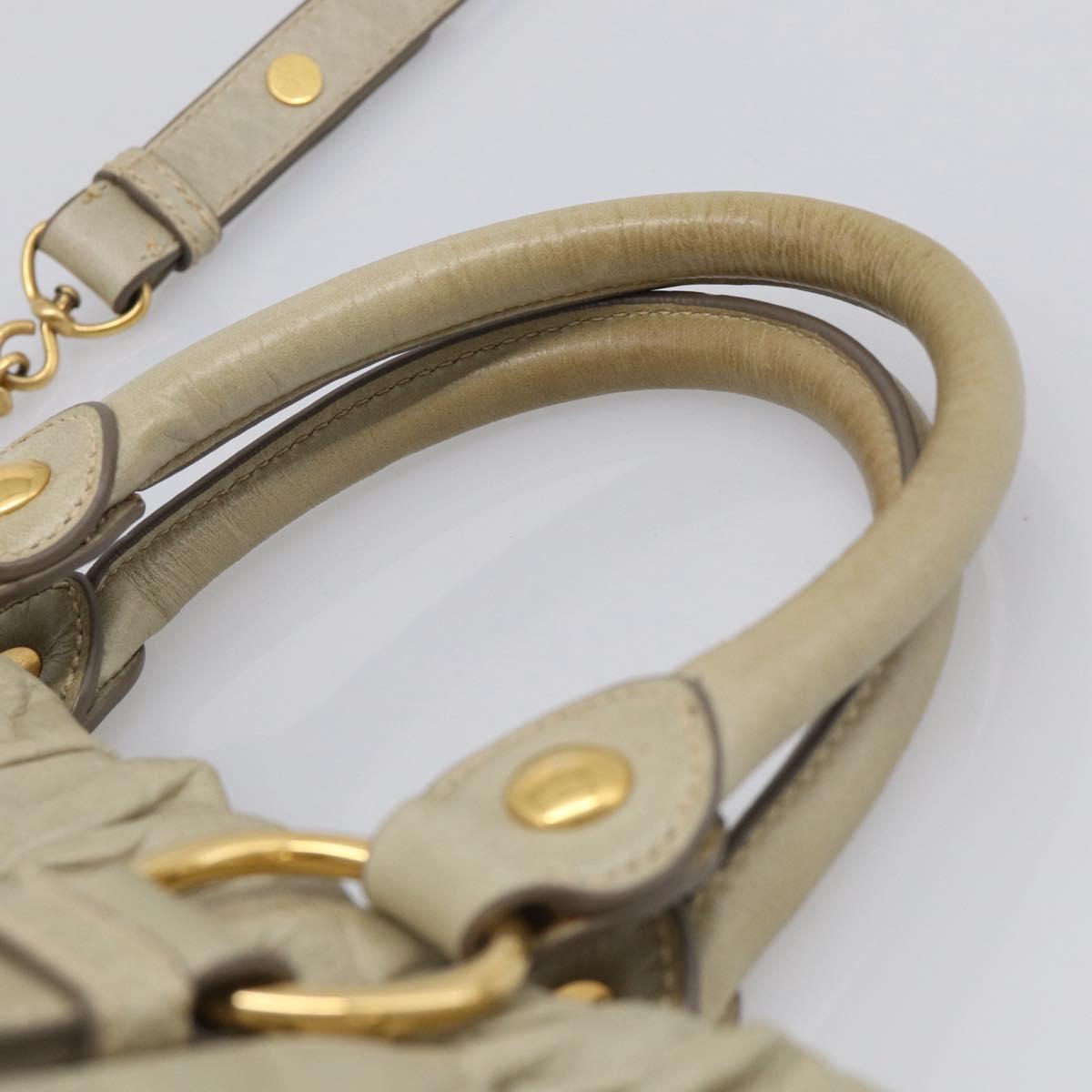 Miu Miu Matelasse Hand Bag Vitellolux 2way Beige Gold Auth 208301A