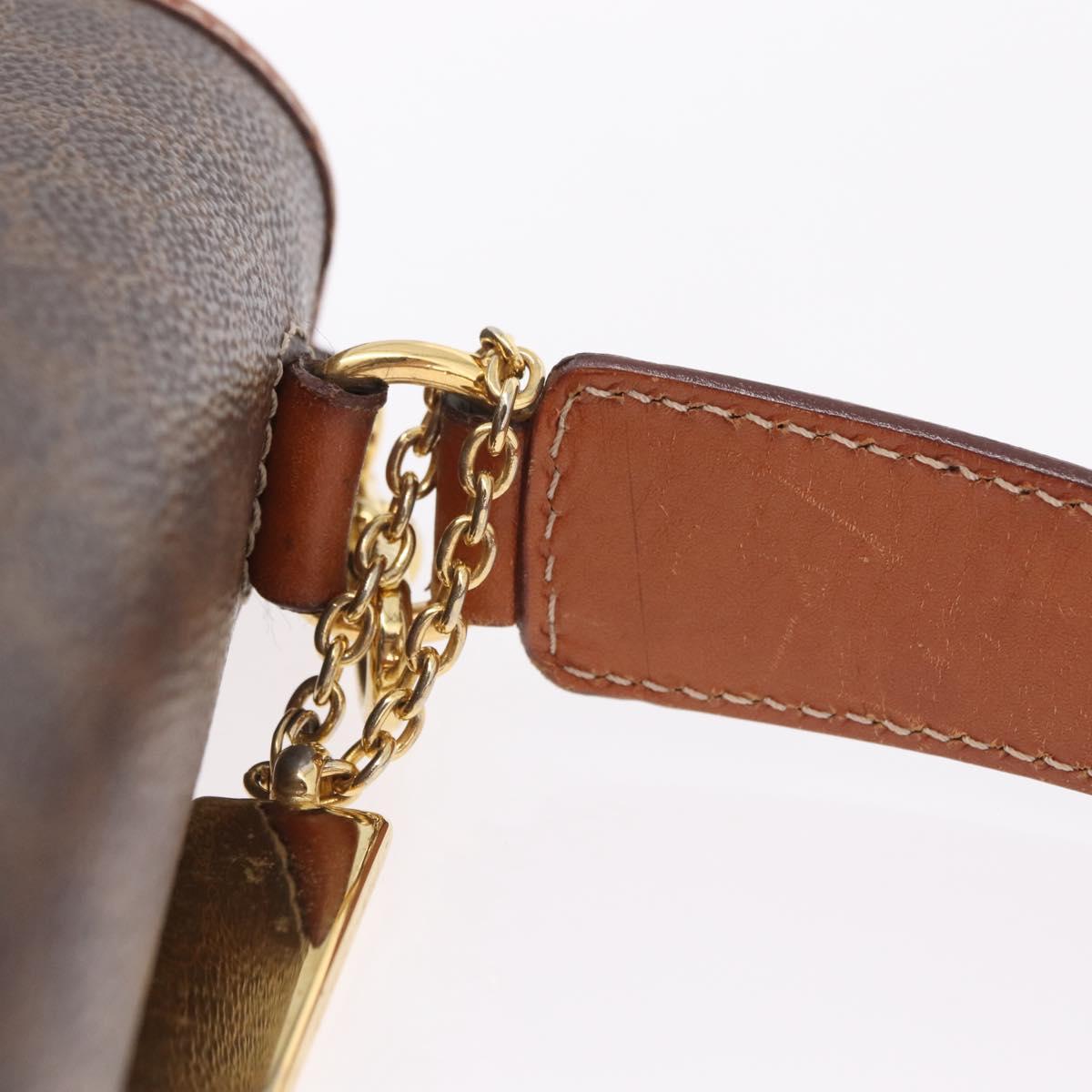CELINE Macadam Canvas Hand Bag PVC Leather 2way Brown Gold Auth 208305A