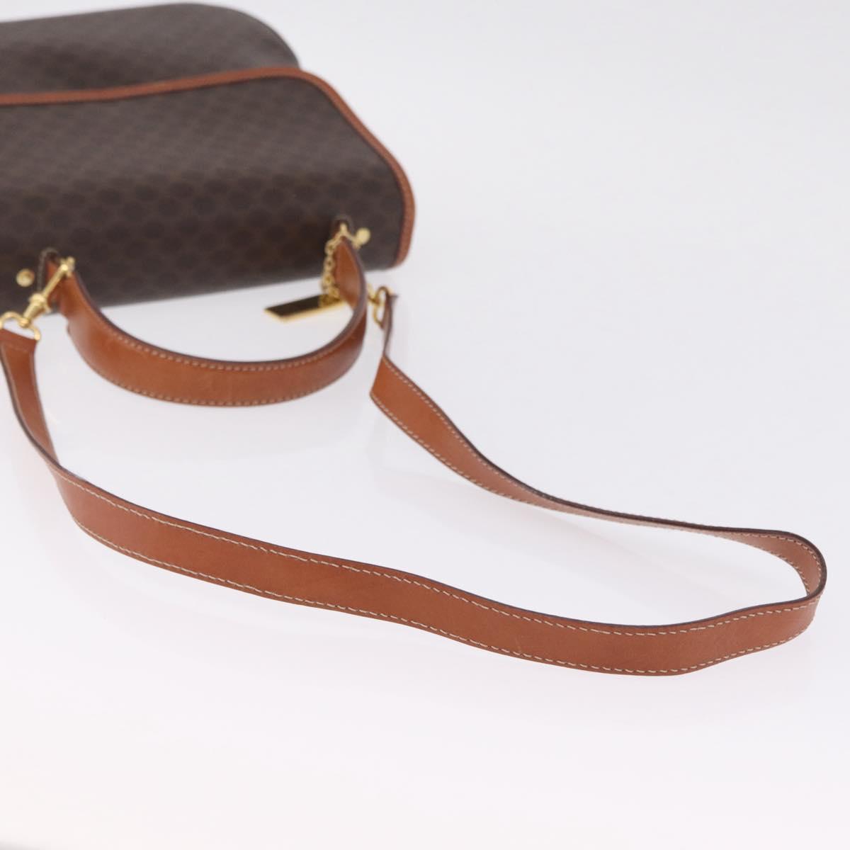 CELINE Macadam Canvas Hand Bag PVC Leather 2way Brown Gold Auth 208305A